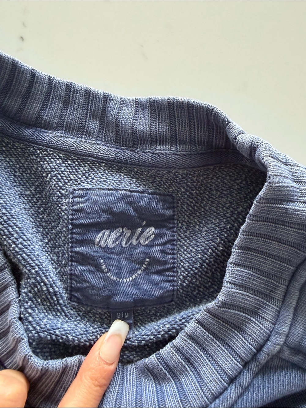 aerie faded blue checkerboard graphic crewneck - Picture 3 of 5